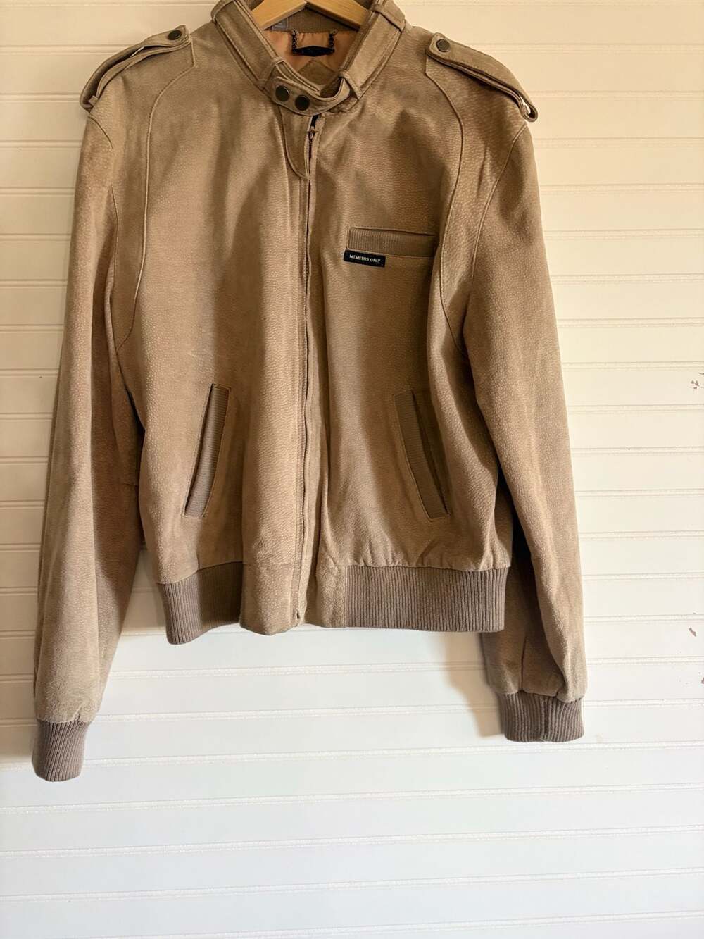 Vintage Members Only Iconic Racer Genuine Leather Suede Bomber Jacket Size 46